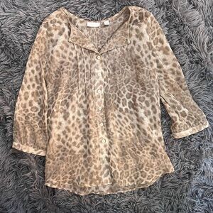 NY&C Sheer Leopard Print Button Down